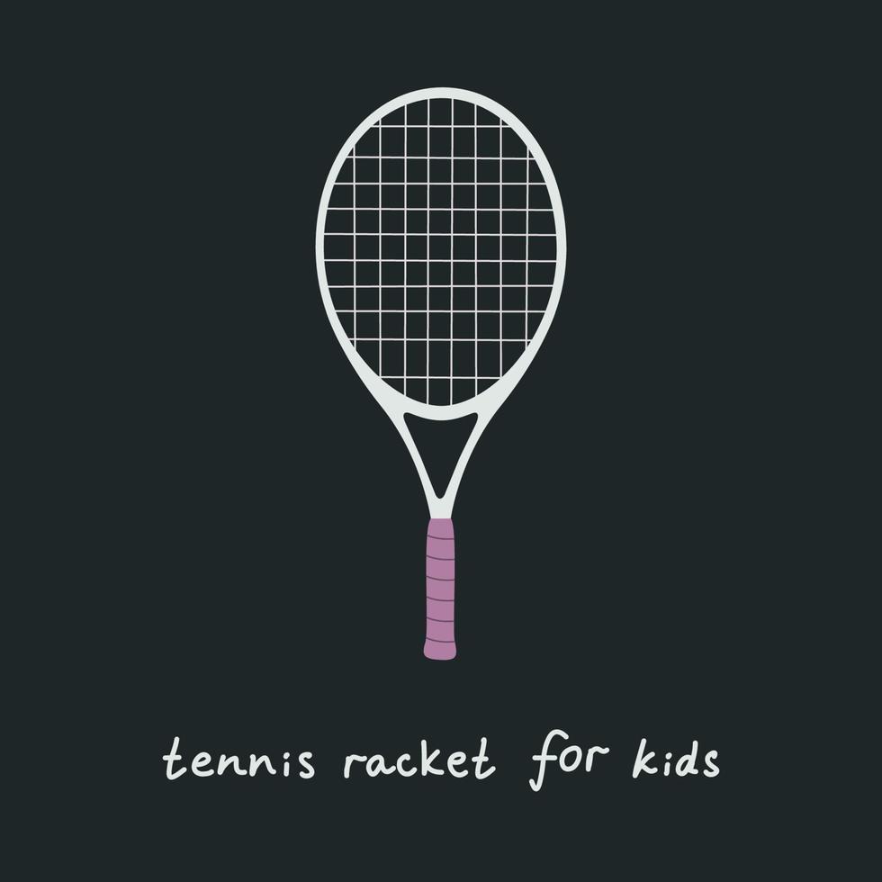 vlak vector illustratie in kinderachtig stijl. hand- getrokken tennis racket voor kinderen.