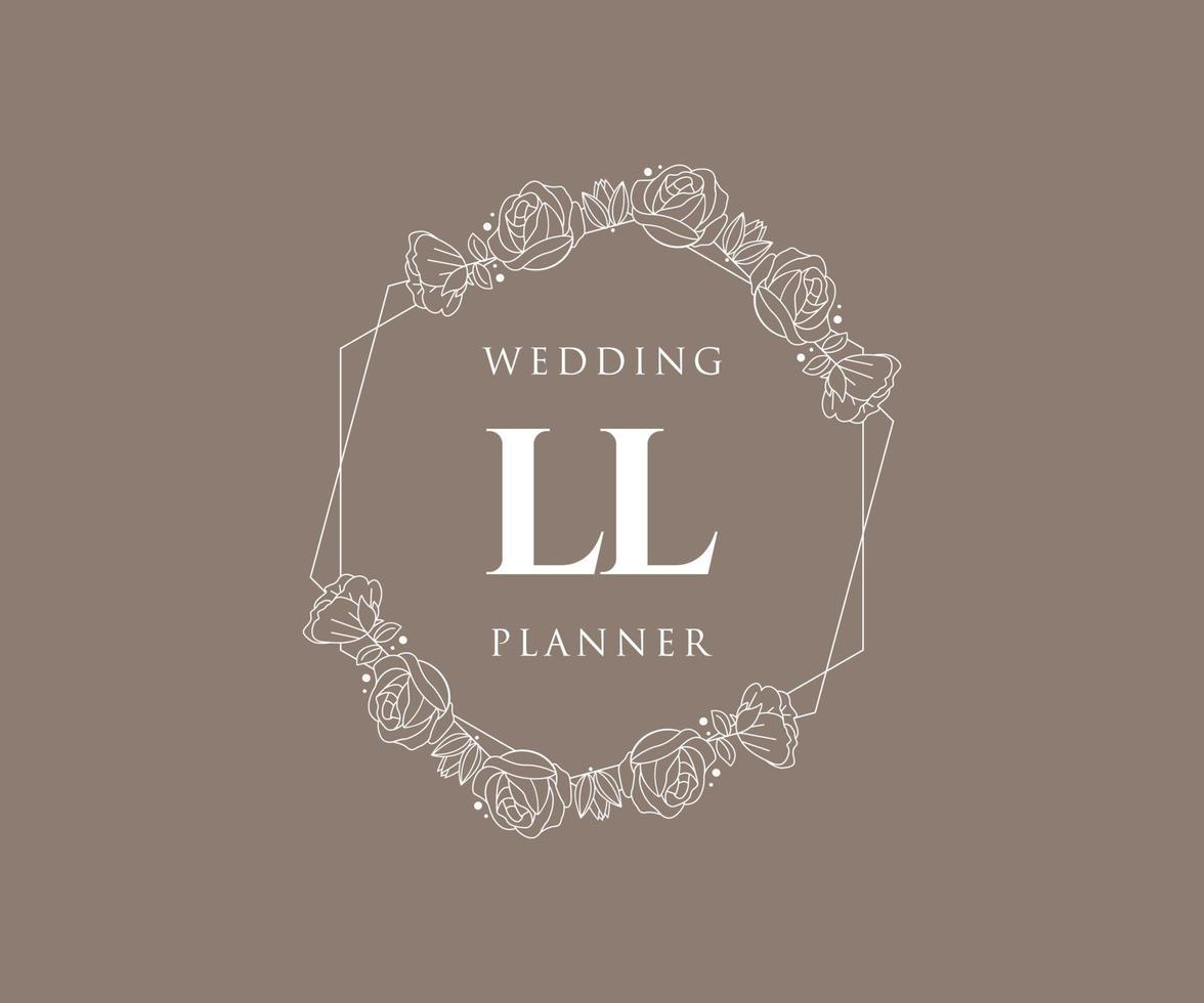 ll initialen brief bruiloft monogram logos verzameling, hand- getrokken modern minimalistisch en bloemen Sjablonen voor uitnodiging kaarten, opslaan de datum, elegant identiteit voor restaurant, boetiek, cafe in vector