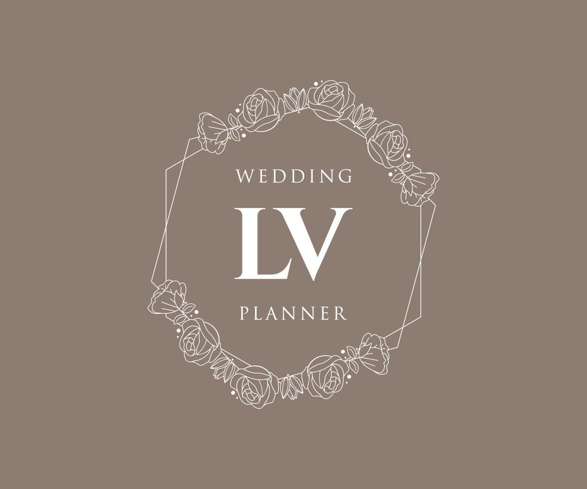 lv initialen brief bruiloft monogram logos verzameling, hand- getrokken modern minimalistisch en bloemen Sjablonen voor uitnodiging kaarten, opslaan de datum, elegant identiteit voor restaurant, boetiek, cafe in vector