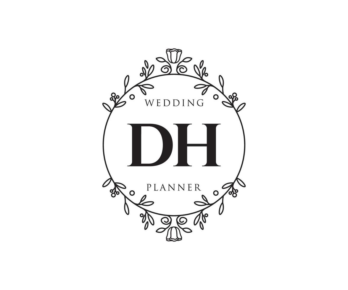 dh initialen brief bruiloft monogram logos verzameling, hand- getrokken modern minimalistisch en bloemen Sjablonen voor uitnodiging kaarten, opslaan de datum, elegant identiteit voor restaurant, boetiek, cafe in vector