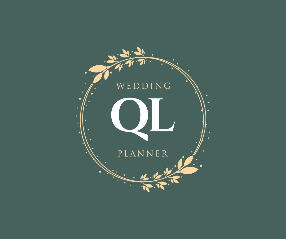 ql initialen brief bruiloft monogram logos verzameling, hand- getrokken modern minimalistisch en bloemen Sjablonen voor uitnodiging kaarten, opslaan de datum, elegant identiteit voor restaurant, boetiek, cafe in vector