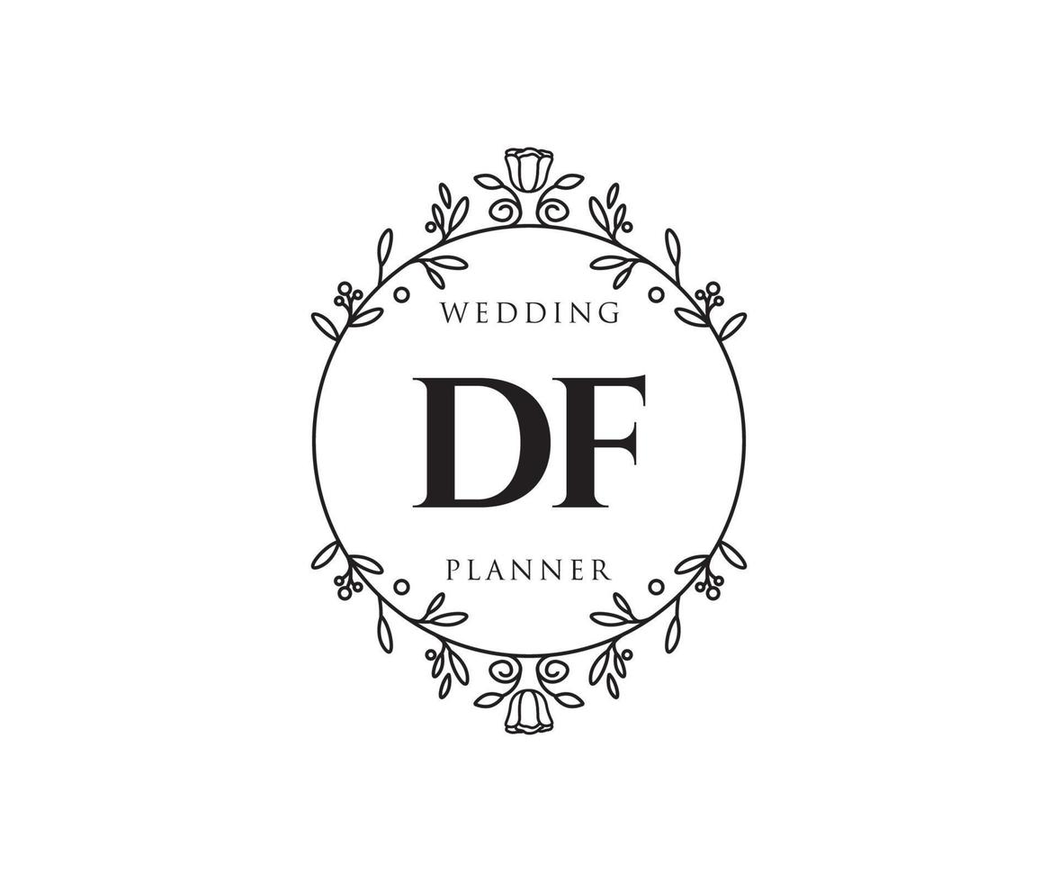 df initialen brief bruiloft monogram logos verzameling, hand- getrokken modern minimalistisch en bloemen Sjablonen voor uitnodiging kaarten, opslaan de datum, elegant identiteit voor restaurant, boetiek, cafe in vector