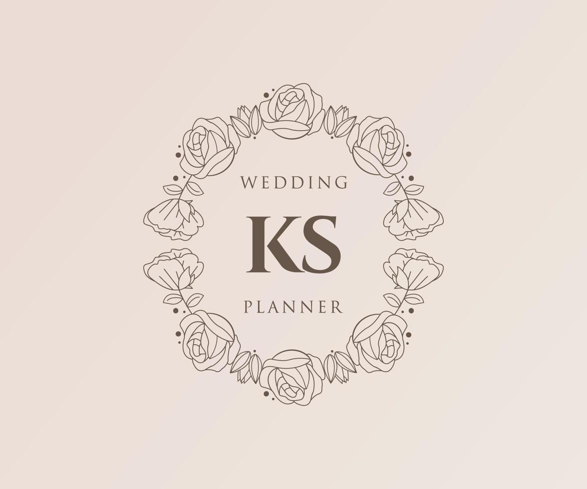 ks initialen brief bruiloft monogram logos verzameling, hand- getrokken modern minimalistisch en bloemen Sjablonen voor uitnodiging kaarten, opslaan de datum, elegant identiteit voor restaurant, boetiek, cafe in vector