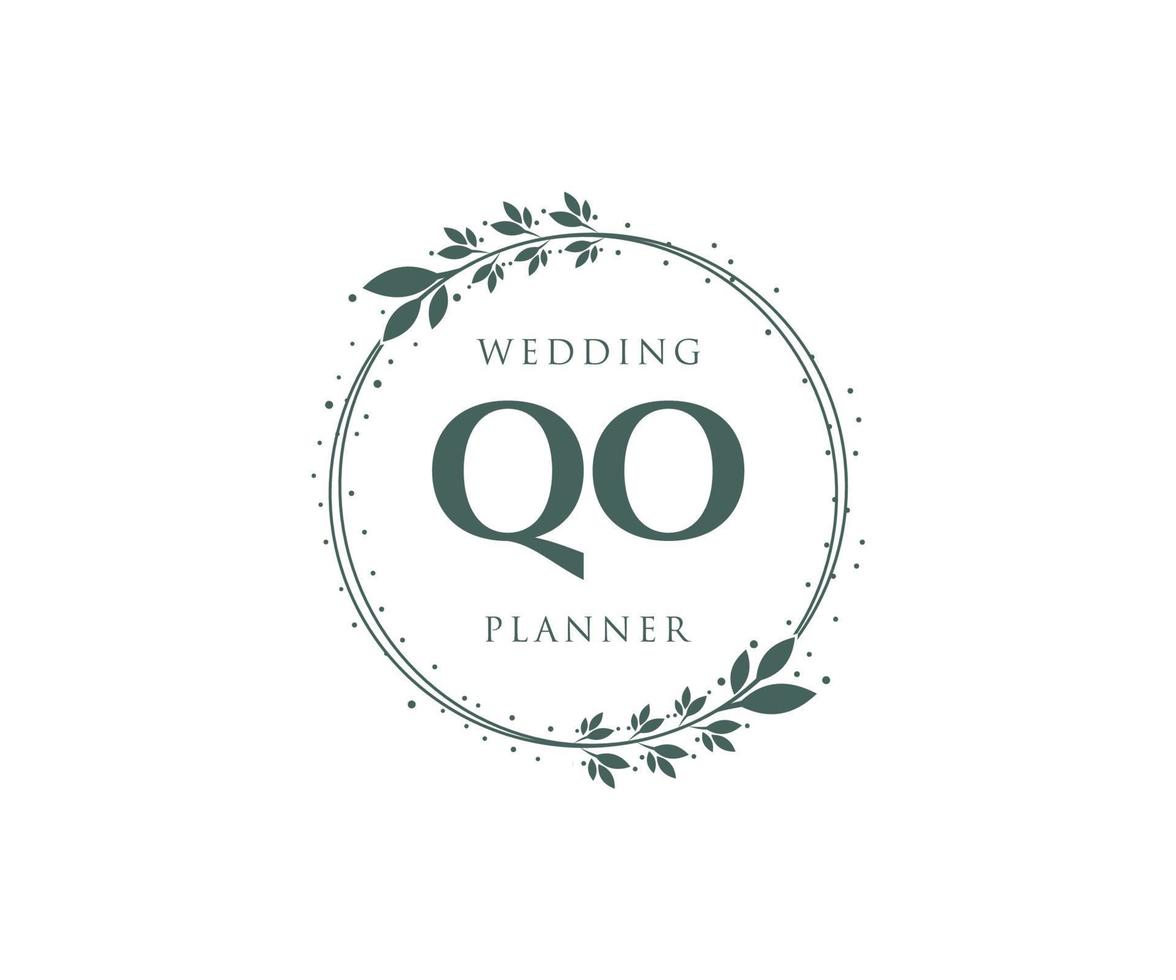 qo initialen brief bruiloft monogram logos verzameling, hand- getrokken modern minimalistisch en bloemen Sjablonen voor uitnodiging kaarten, opslaan de datum, elegant identiteit voor restaurant, boetiek, cafe in vector