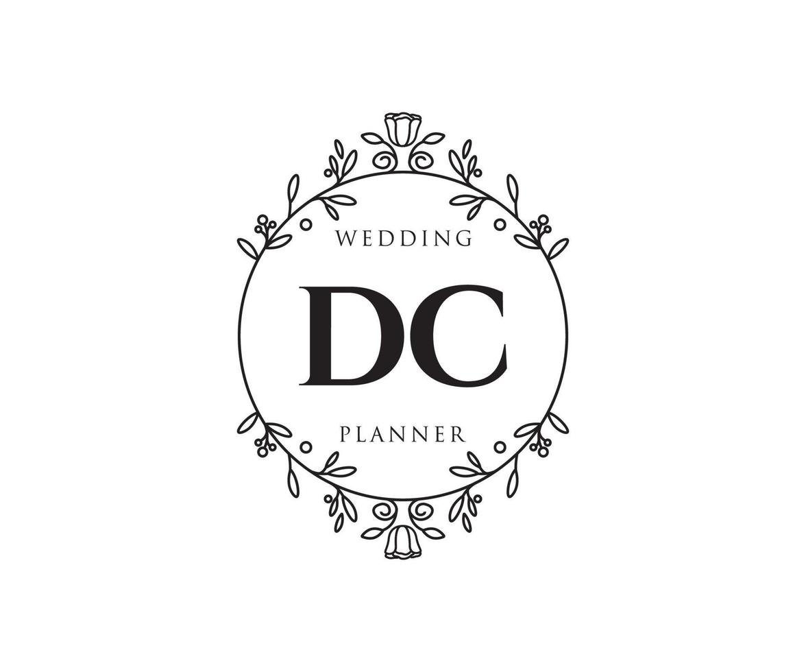 dc initialen brief bruiloft monogram logos verzameling, hand- getrokken modern minimalistisch en bloemen Sjablonen voor uitnodiging kaarten, opslaan de datum, elegant identiteit voor restaurant, boetiek, cafe in vector