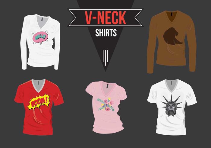 V-hals shirt met Design Pack Vector