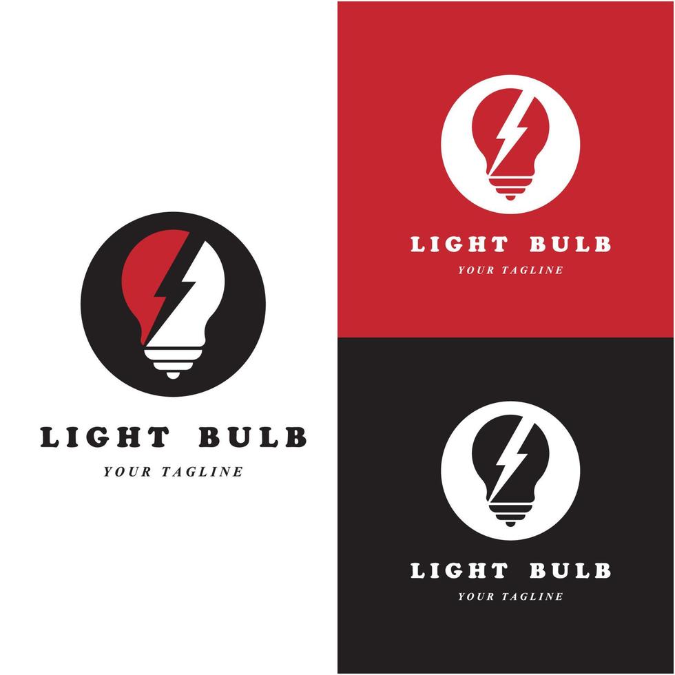creatief licht lamp logo en vector met leuze sjabloon