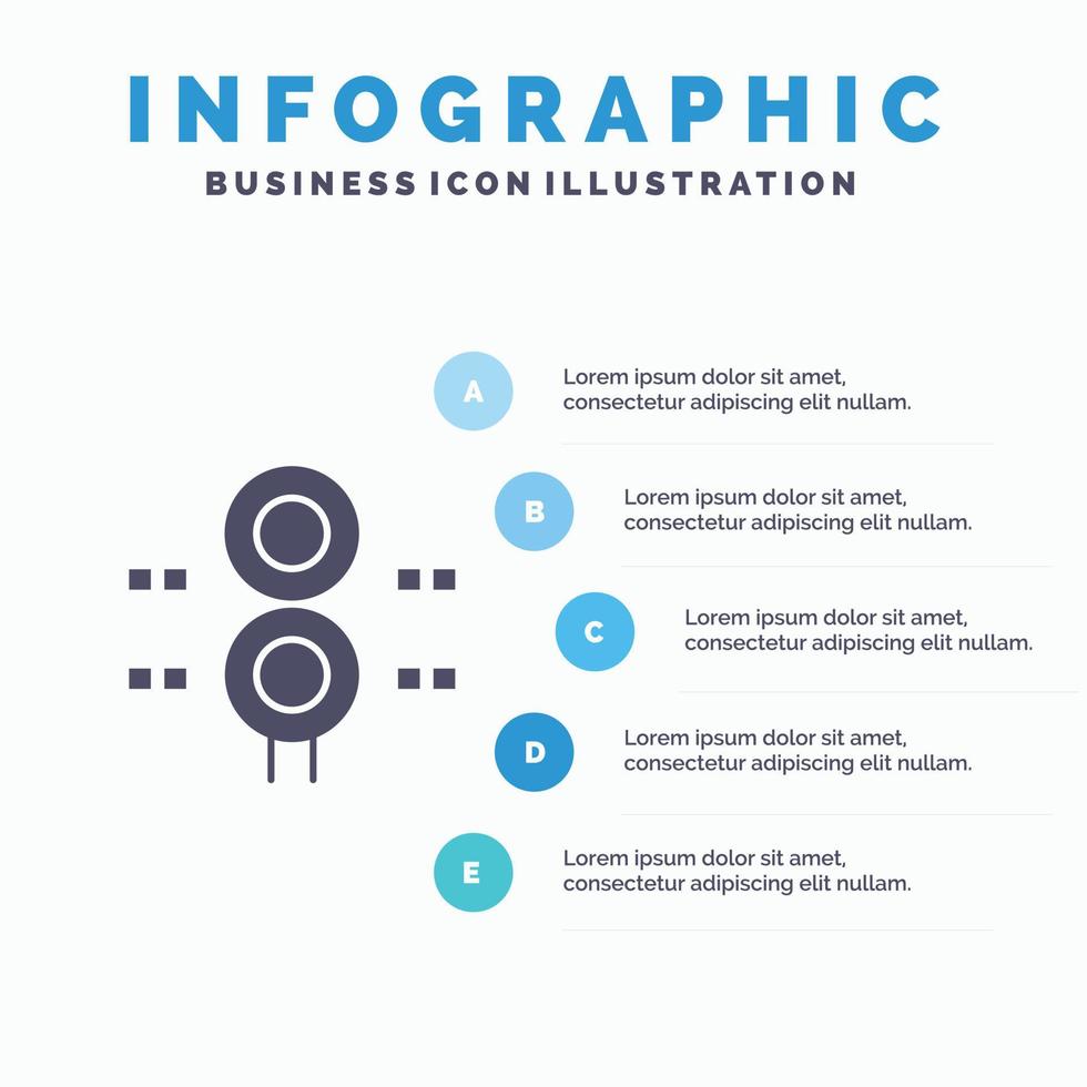 teken station verkeer trein vervoer solide icoon infographics 5 stappen presentatie achtergrond vector