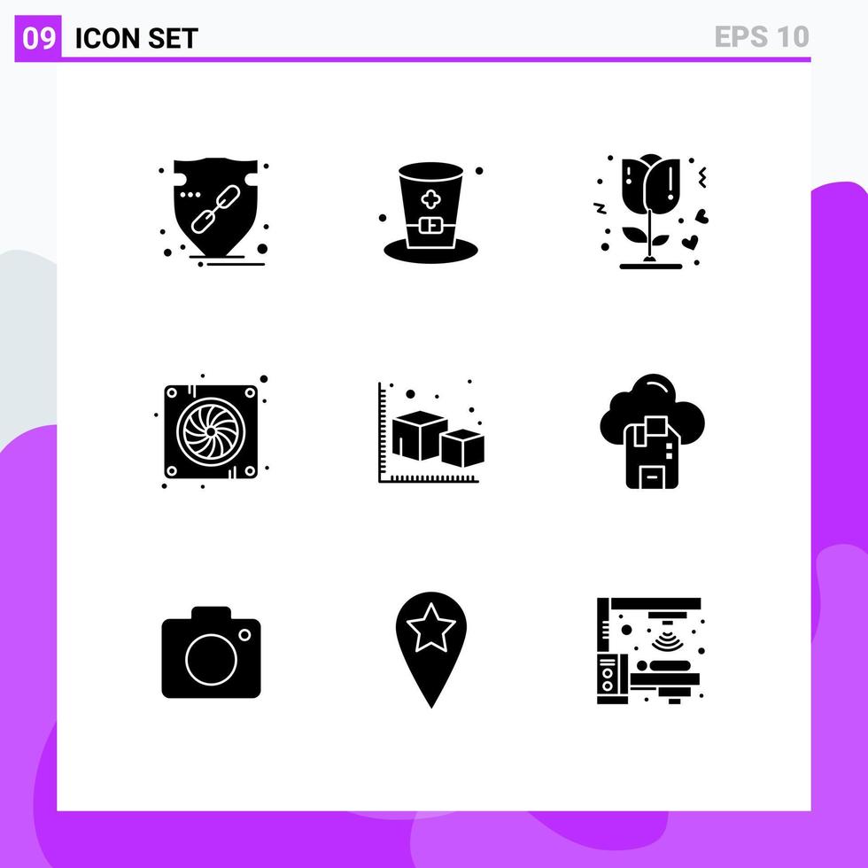 reeks van 9 modern ui pictogrammen symbolen tekens voor pijl ventilator Ierland apparaat romantisch bewerkbare vector ontwerp elementen