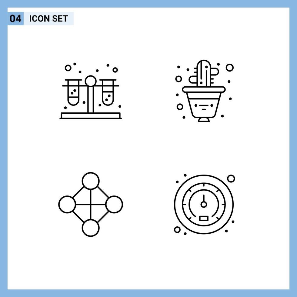 pictogram reeks van 4 gemakkelijk gevulde lijn vlak kleuren van bloed topologie cactus fabriek snelheid bewerkbare vector ontwerp elementen