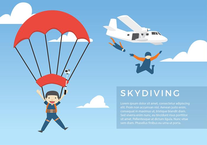 Skydiving Cartoon Gratis Vector