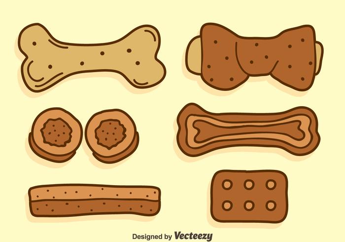 Handgetekende Dog Biscuit Vectors