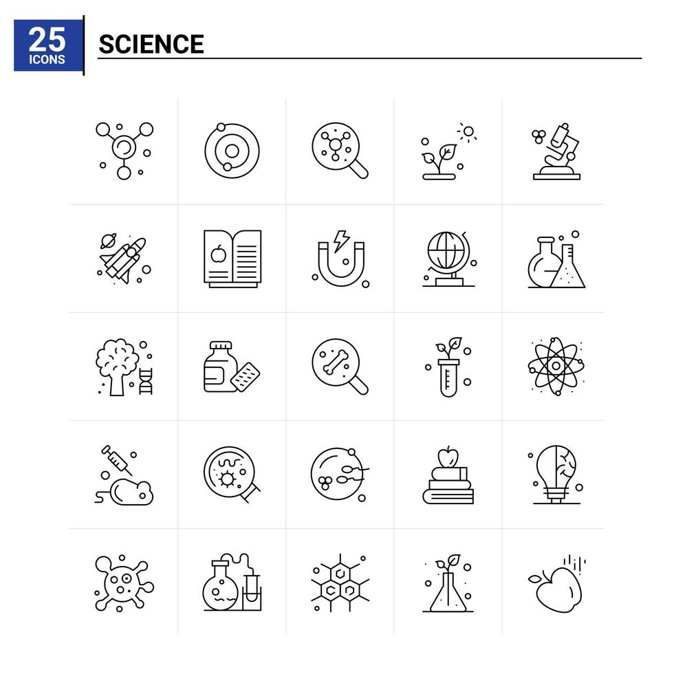 25 wetenschap icoon reeks vector achtergrond
