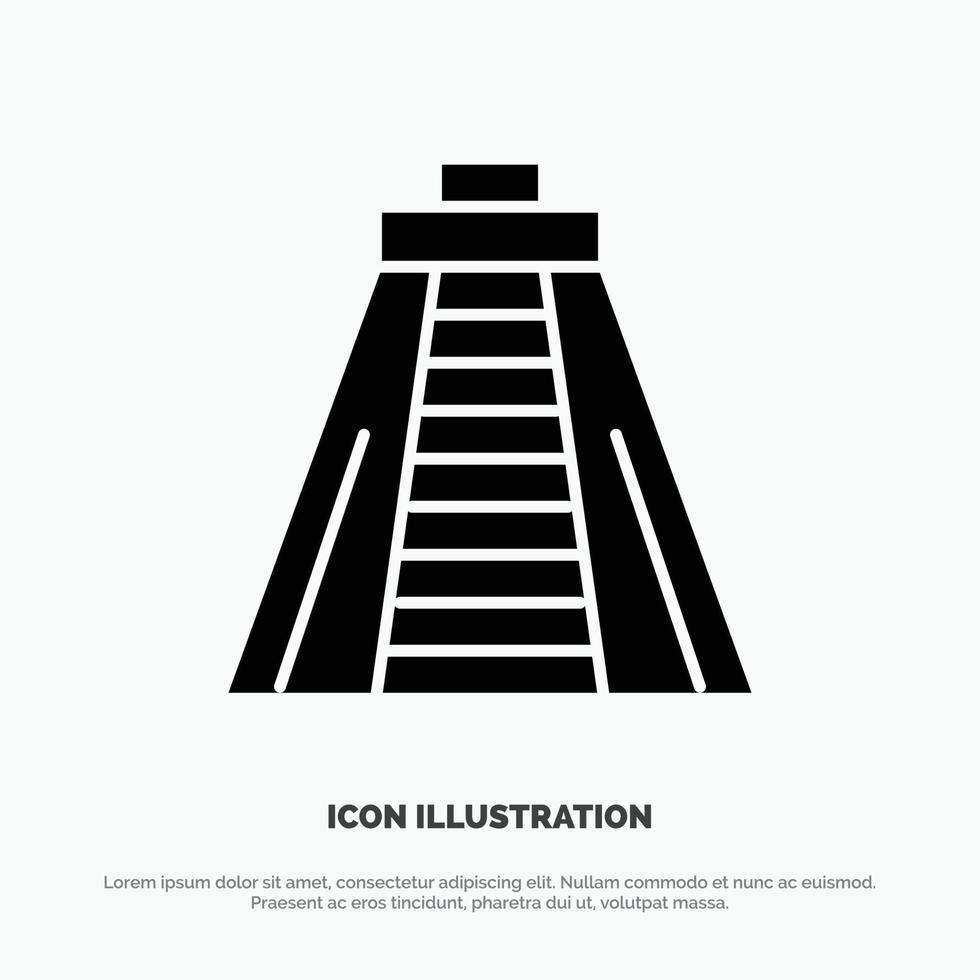 chichen itza mijlpaal monument solide zwart glyph icoon vector