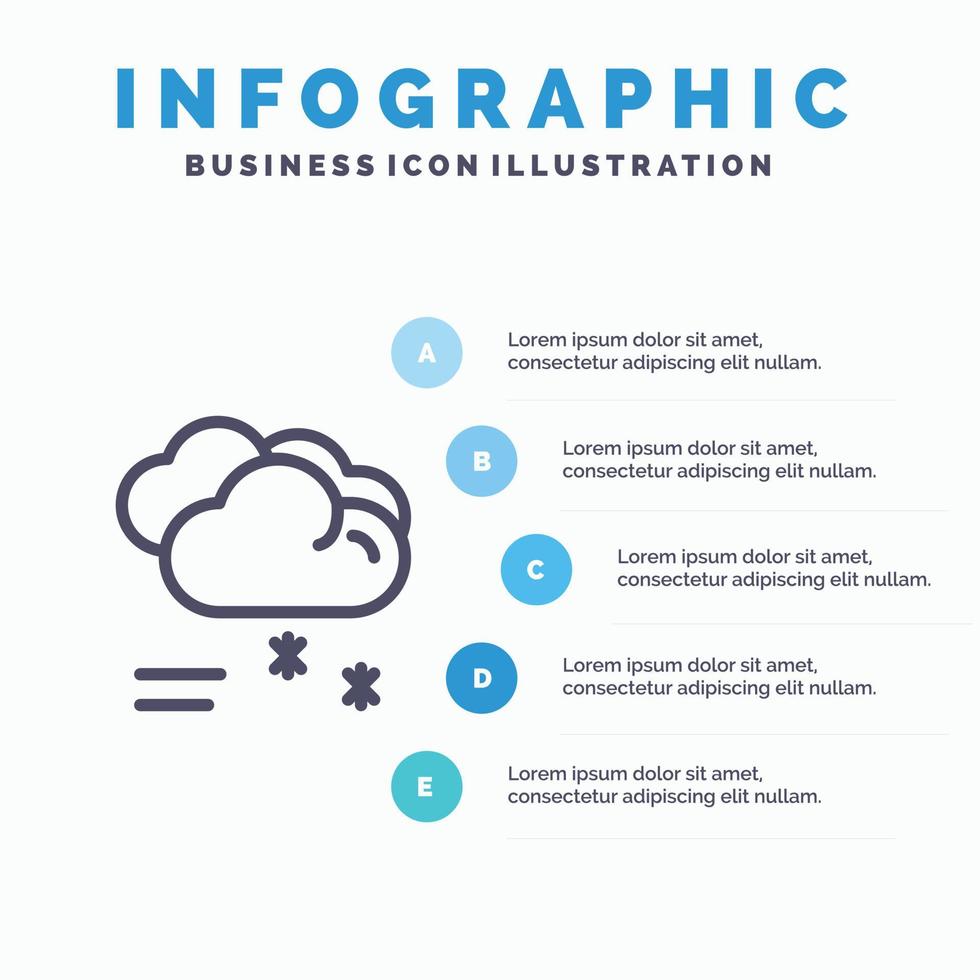 wolk regenen voorspelling regenen regenachtig weer lijn icoon met 5 stappen presentatie infographics achtergrond vector