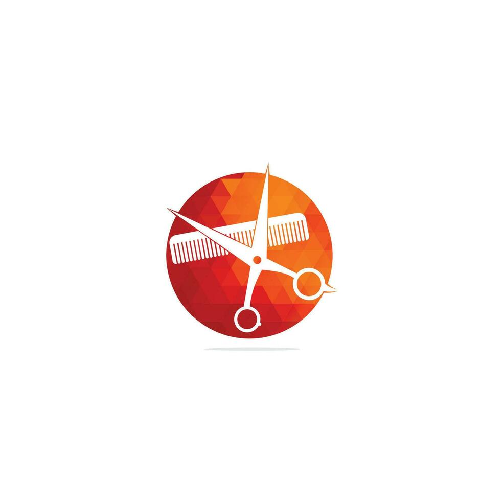 logo voor kapperszaak, haar- salon. schaar icoon kapperszaak logo teken. schaar kam kapperszaak logo ontwerp. vector