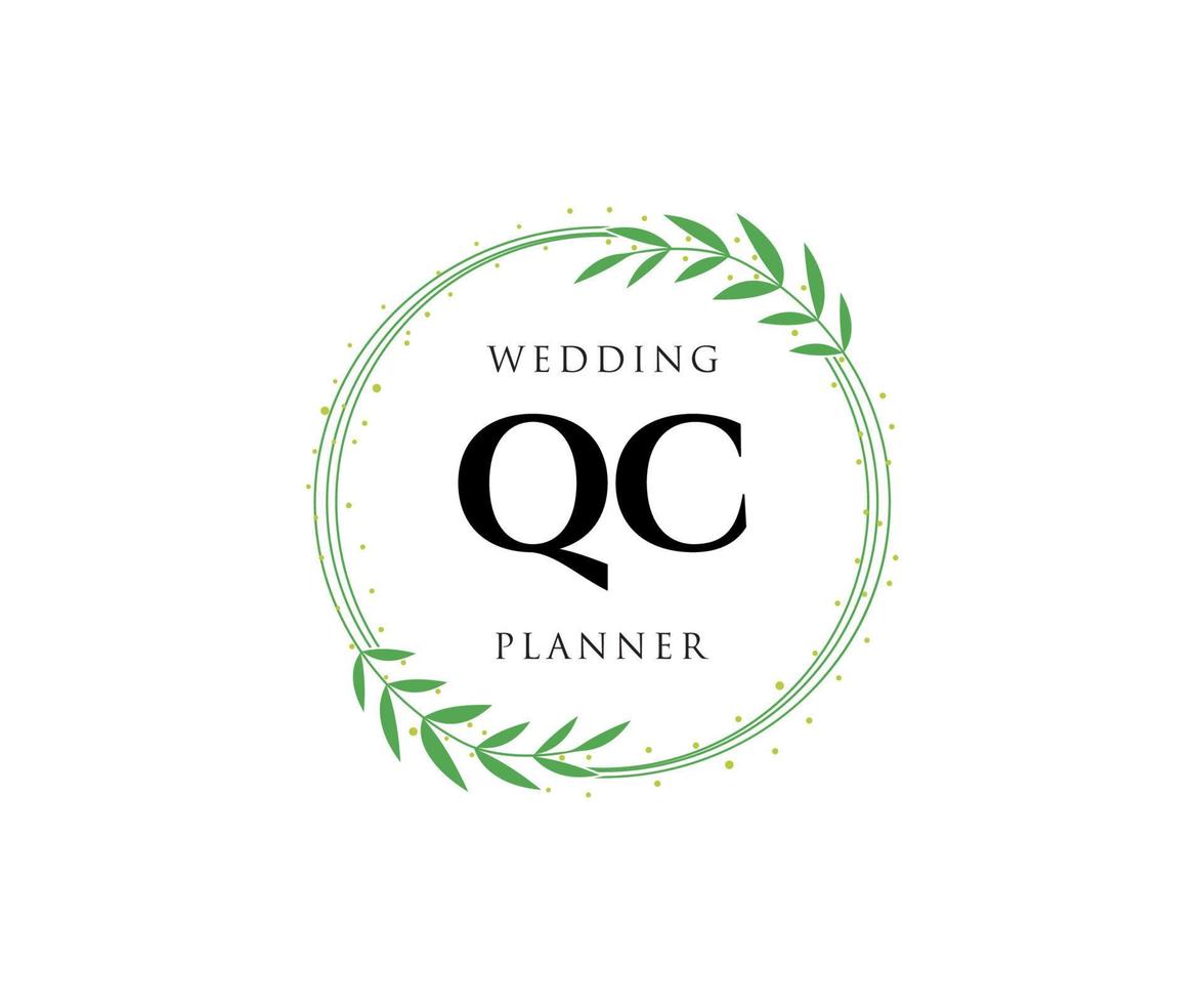 qc initialen brief bruiloft monogram logos verzameling, hand- getrokken modern minimalistisch en bloemen Sjablonen voor uitnodiging kaarten, opslaan de datum, elegant identiteit voor restaurant, boetiek, cafe in vector