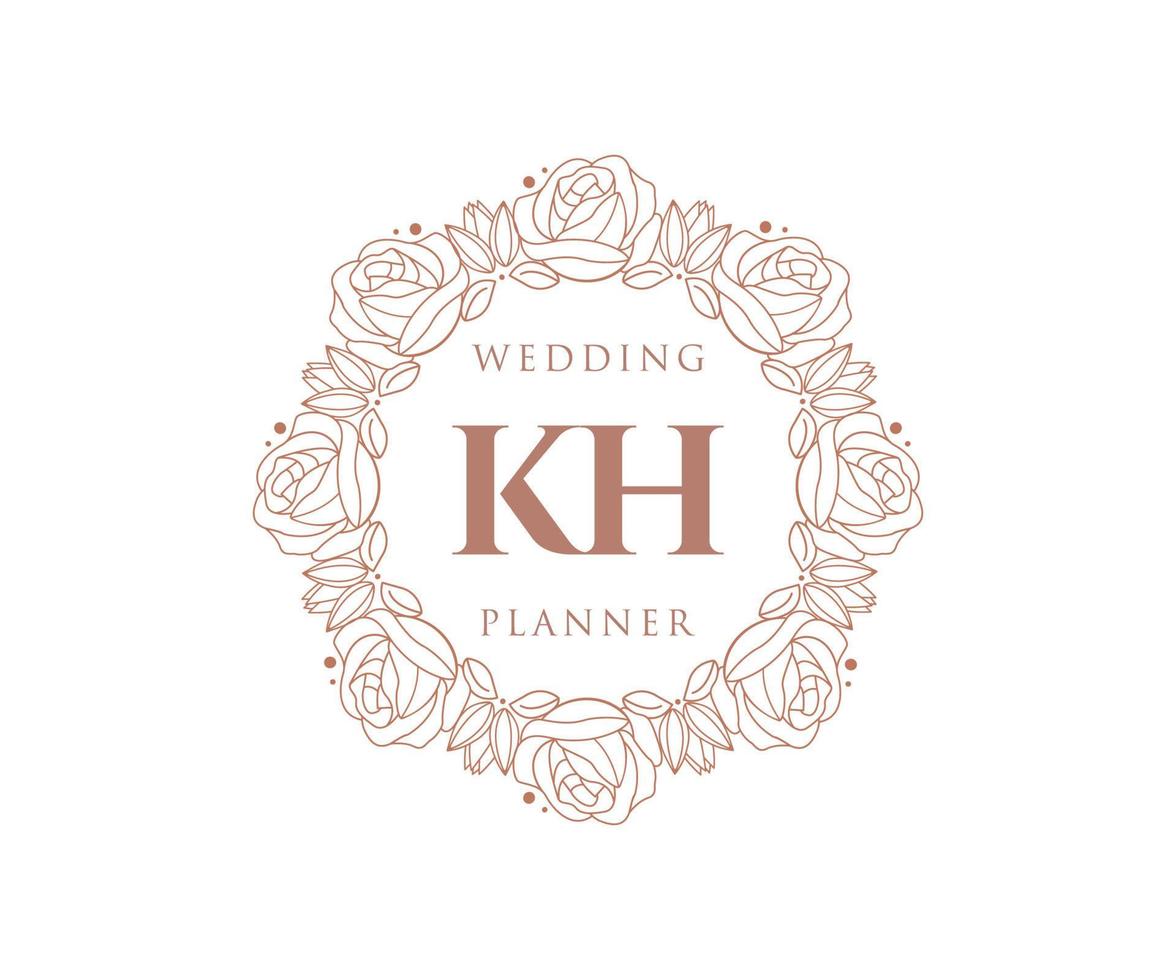 kh initialen brief bruiloft monogram logos verzameling, hand- getrokken modern minimalistisch en bloemen Sjablonen voor uitnodiging kaarten, opslaan de datum, elegant identiteit voor restaurant, boetiek, cafe in vector