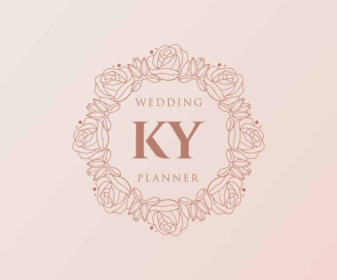 ky initialen brief bruiloft monogram logos verzameling, hand- getrokken modern minimalistisch en bloemen Sjablonen voor uitnodiging kaarten, opslaan de datum, elegant identiteit voor restaurant, boetiek, cafe in vector