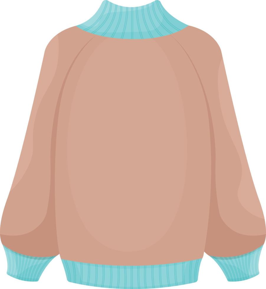helder warm gebreid trui in beige en blauw kleuren. warm kleren voor wandelen in verkoudheid het weer. een warm medeplichtig voor bescherming van de koud. vector illustratie geïsoleerd Aan een wit achtergrond