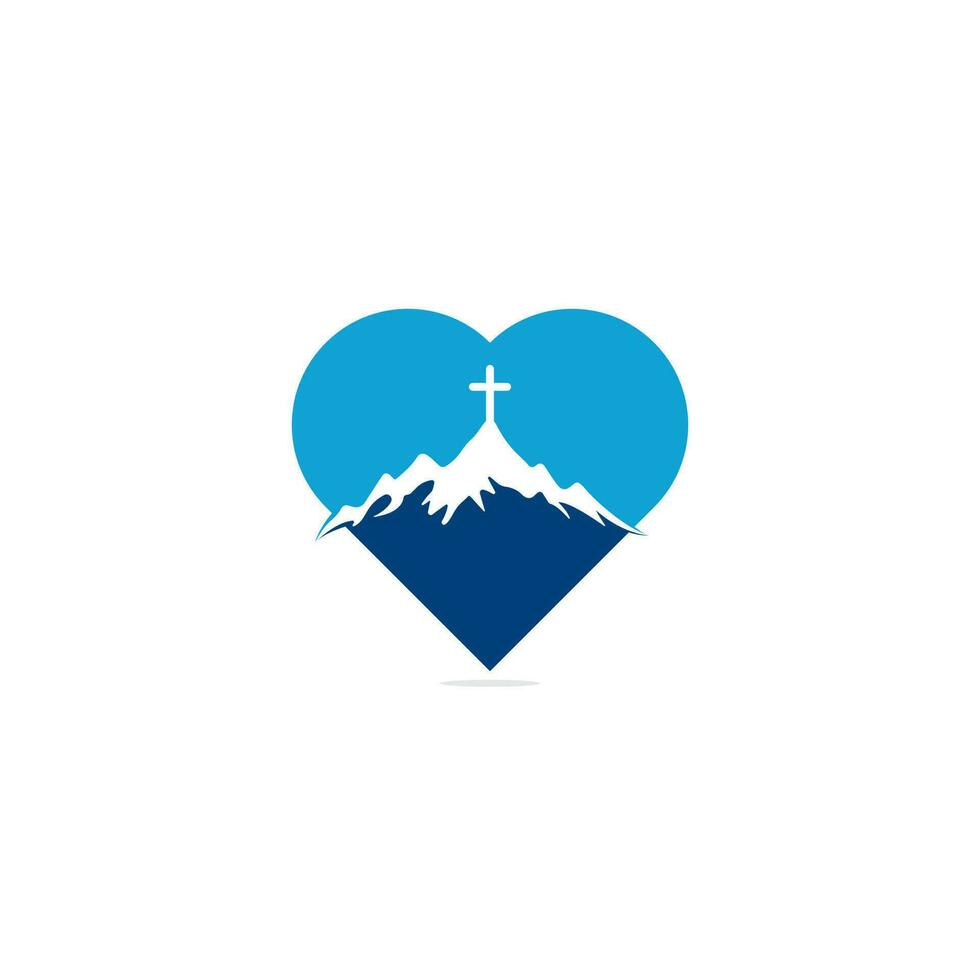 kerk logo ontwerpen met berg, minimalistische logo. mensen kerk vector hart vorm concept logo ontwerp sjabloon. kerk en christen organisatie logo.