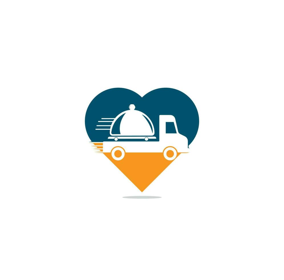 voedsel vrachtauto hart vorm concept logo ontwerp sjabloon. voedsel levering logo ontwerp vector