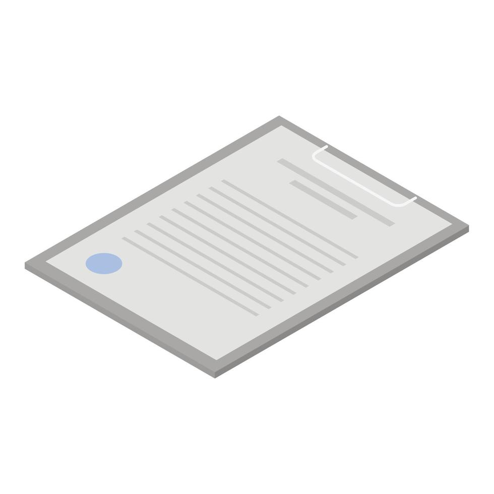 document klembord icoon, isometrische stijl vector