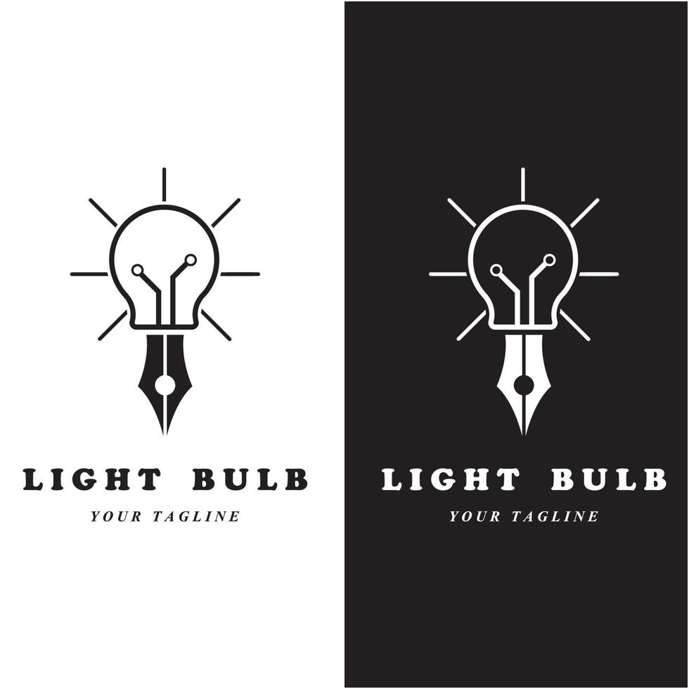 creatief licht lamp logo en vector met leuze sjabloon