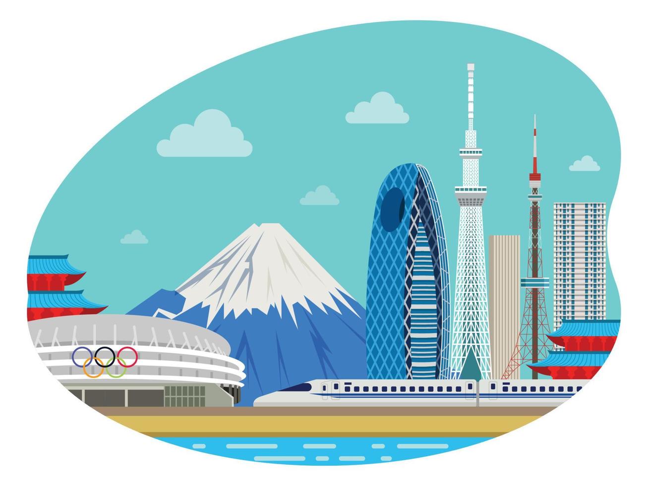 tokyo olympisch evenementenlocatie illustratie. vector