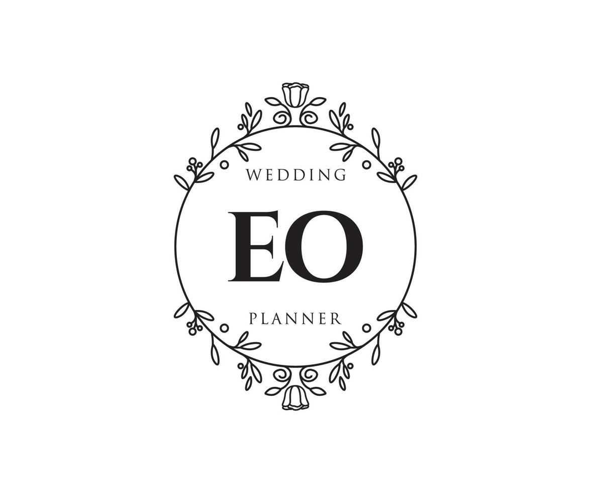 eo initialen brief bruiloft monogram logos verzameling, hand- getrokken modern minimalistisch en bloemen Sjablonen voor uitnodiging kaarten, opslaan de datum, elegant identiteit voor restaurant, boetiek, cafe in vector