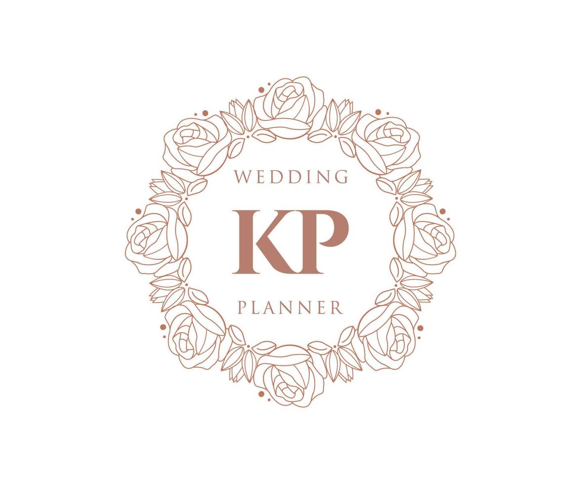 kp initialen brief bruiloft monogram logos verzameling, hand- getrokken modern minimalistisch en bloemen Sjablonen voor uitnodiging kaarten, opslaan de datum, elegant identiteit voor restaurant, boetiek, cafe in vector