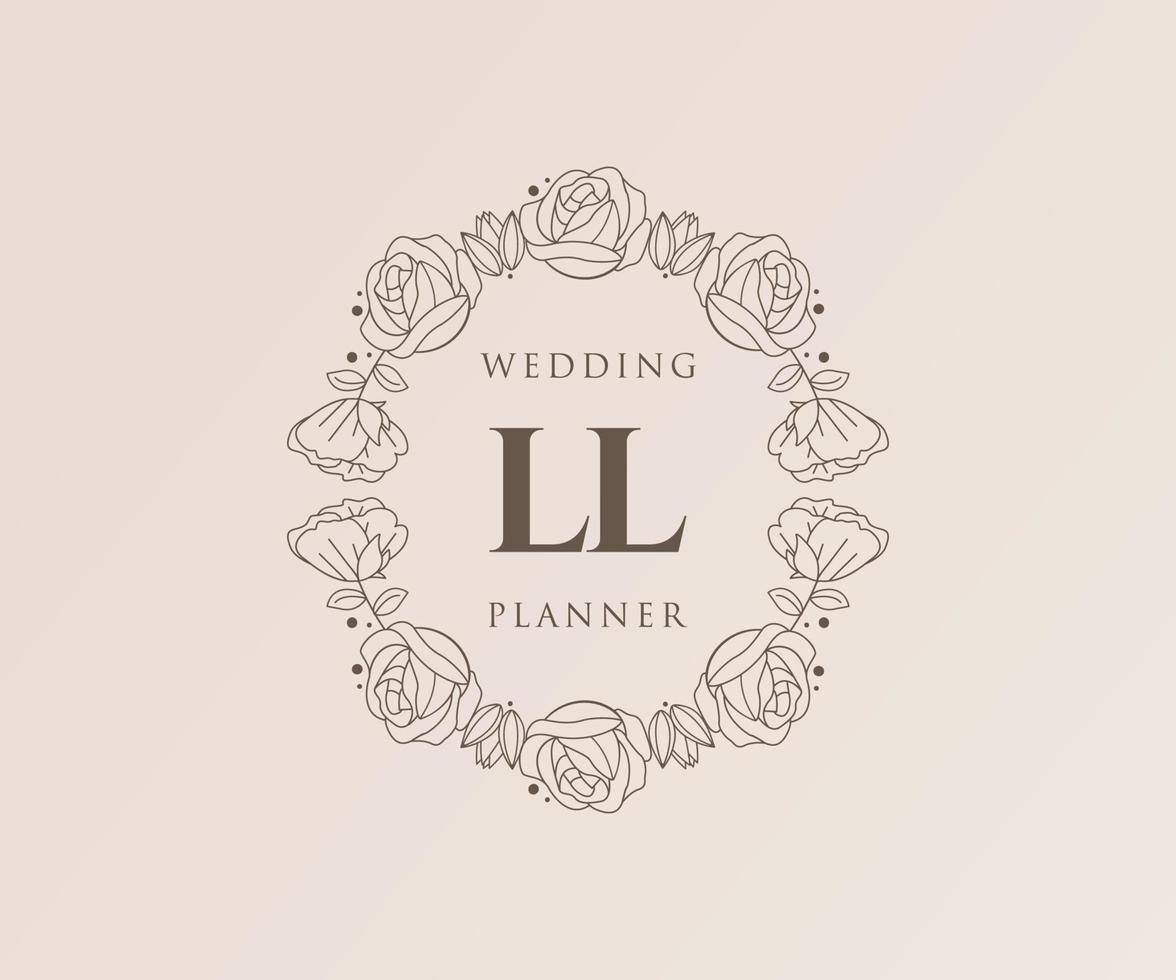 ll initialen brief bruiloft monogram logos verzameling, hand- getrokken modern minimalistisch en bloemen Sjablonen voor uitnodiging kaarten, opslaan de datum, elegant identiteit voor restaurant, boetiek, cafe in vector