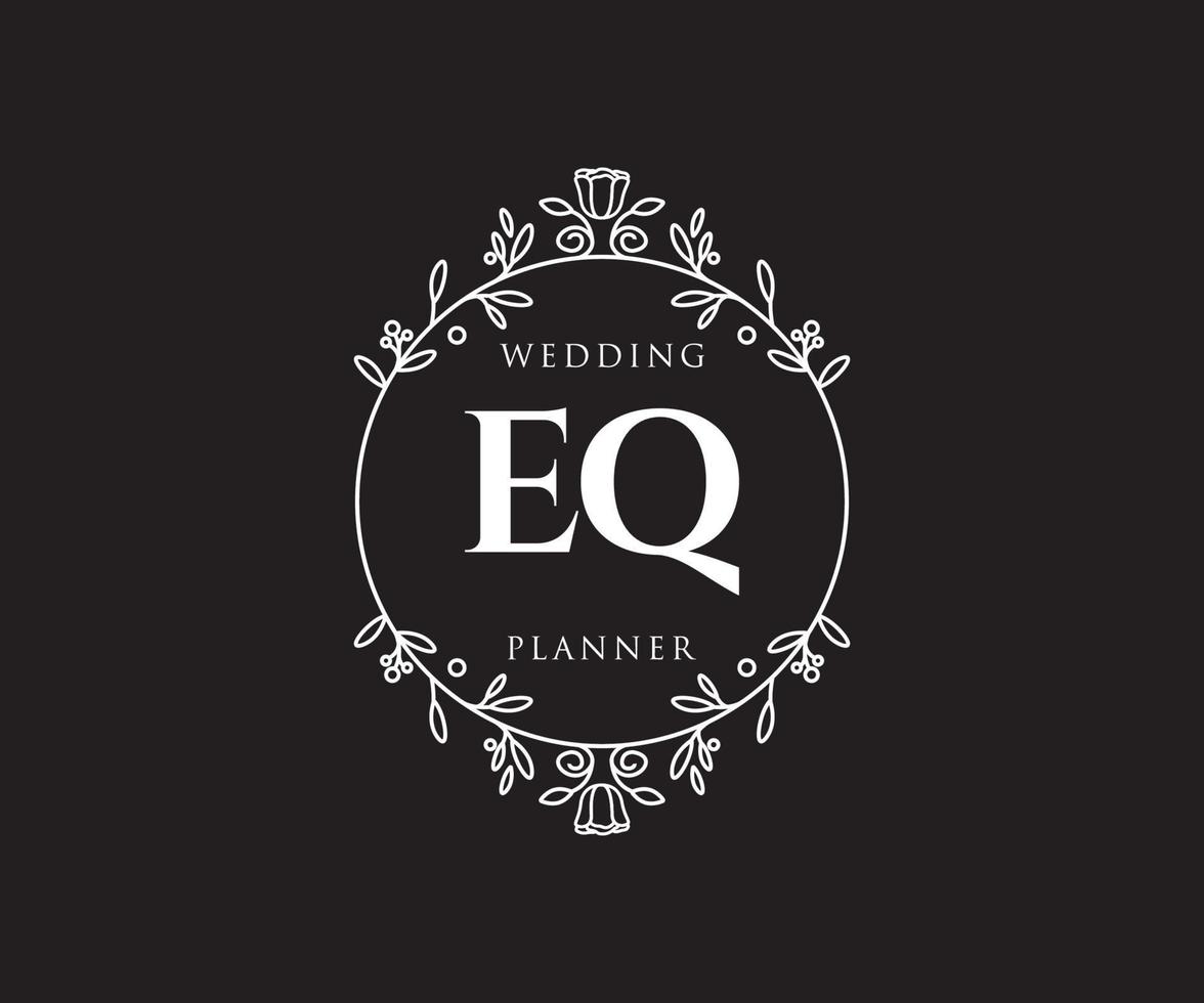 eq initialen brief bruiloft monogram logos verzameling, hand- getrokken modern minimalistisch en bloemen Sjablonen voor uitnodiging kaarten, opslaan de datum, elegant identiteit voor restaurant, boetiek, cafe in vector