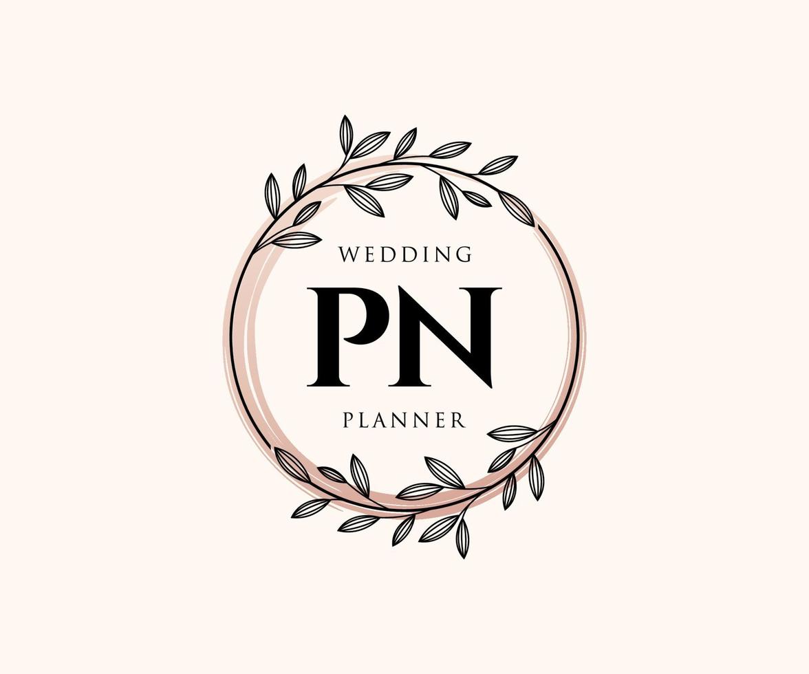 pn initialen brief bruiloft monogram logos verzameling, hand- getrokken modern minimalistisch en bloemen Sjablonen voor uitnodiging kaarten, opslaan de datum, elegant identiteit voor restaurant, boetiek, cafe in vector