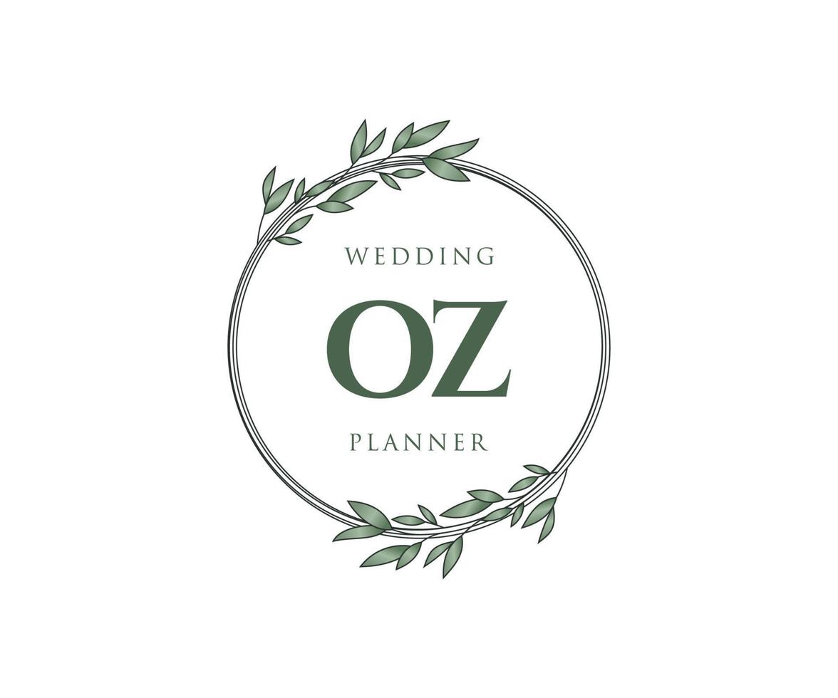 oz initialen brief bruiloft monogram logos verzameling, hand- getrokken modern minimalistisch en bloemen Sjablonen voor uitnodiging kaarten, opslaan de datum, elegant identiteit voor restaurant, boetiek, cafe in vector