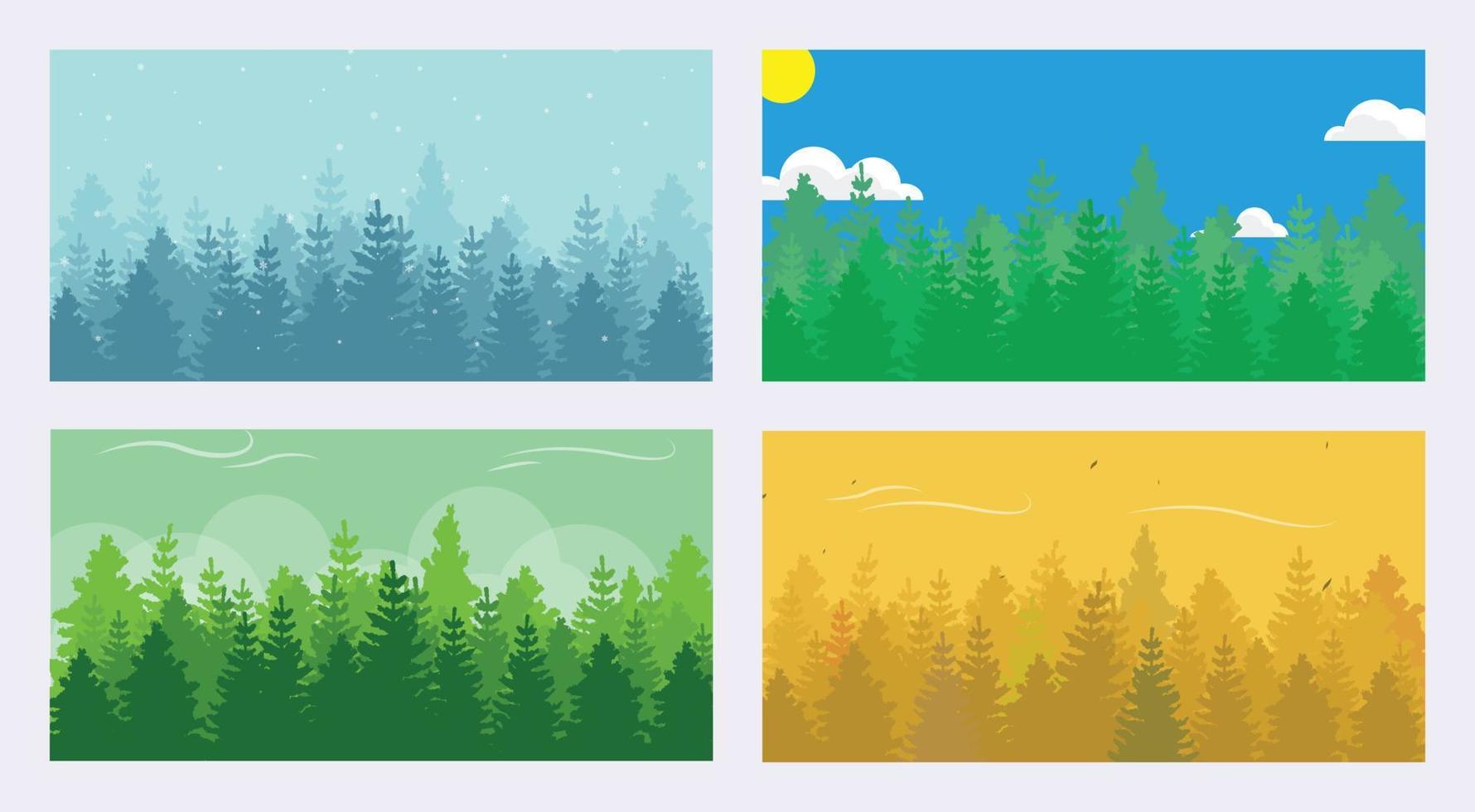 Forrest illustratie in allemaal seizoen winter, lente, zomer, herfst vector eps10