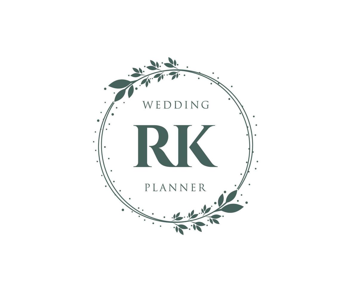 rk initialen brief bruiloft monogram logos verzameling, hand- getrokken modern minimalistisch en bloemen Sjablonen voor uitnodiging kaarten, opslaan de datum, elegant identiteit voor restaurant, boetiek, cafe in vector