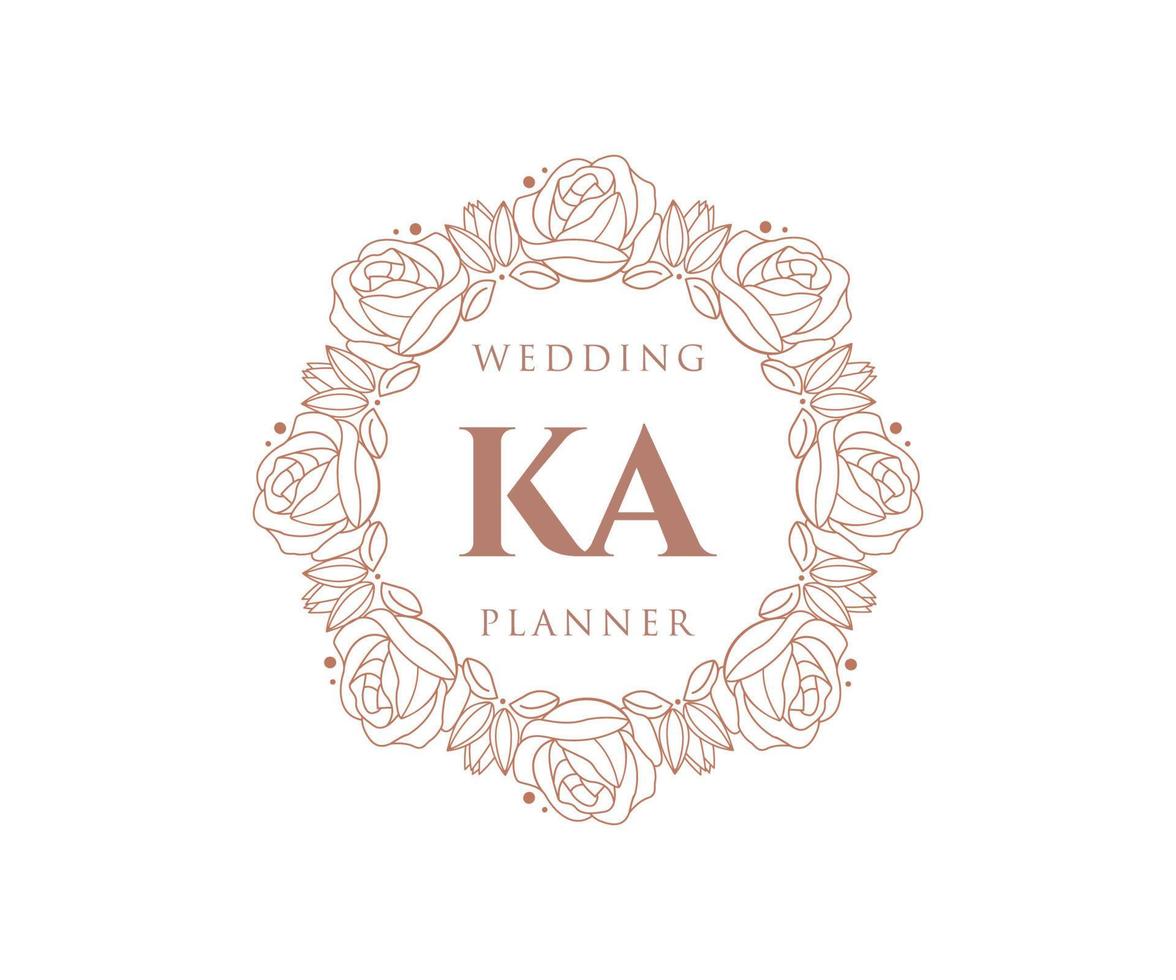 ka initialen brief bruiloft monogram logos verzameling, hand- getrokken modern minimalistisch en bloemen Sjablonen voor uitnodiging kaarten, opslaan de datum, elegant identiteit voor restaurant, boetiek, cafe in vector