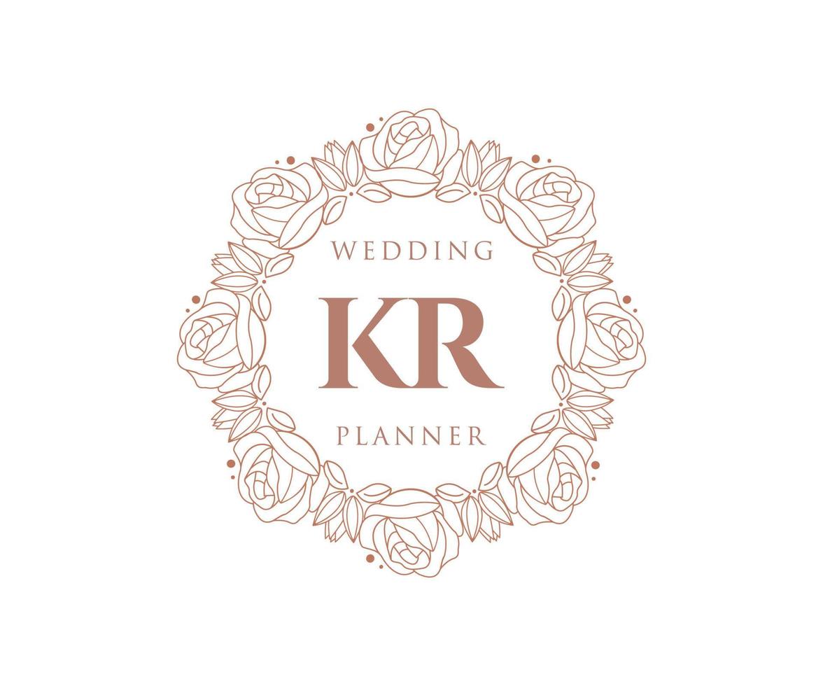 kr initialen brief bruiloft monogram logos verzameling, hand- getrokken modern minimalistisch en bloemen Sjablonen voor uitnodiging kaarten, opslaan de datum, elegant identiteit voor restaurant, boetiek, cafe in vector