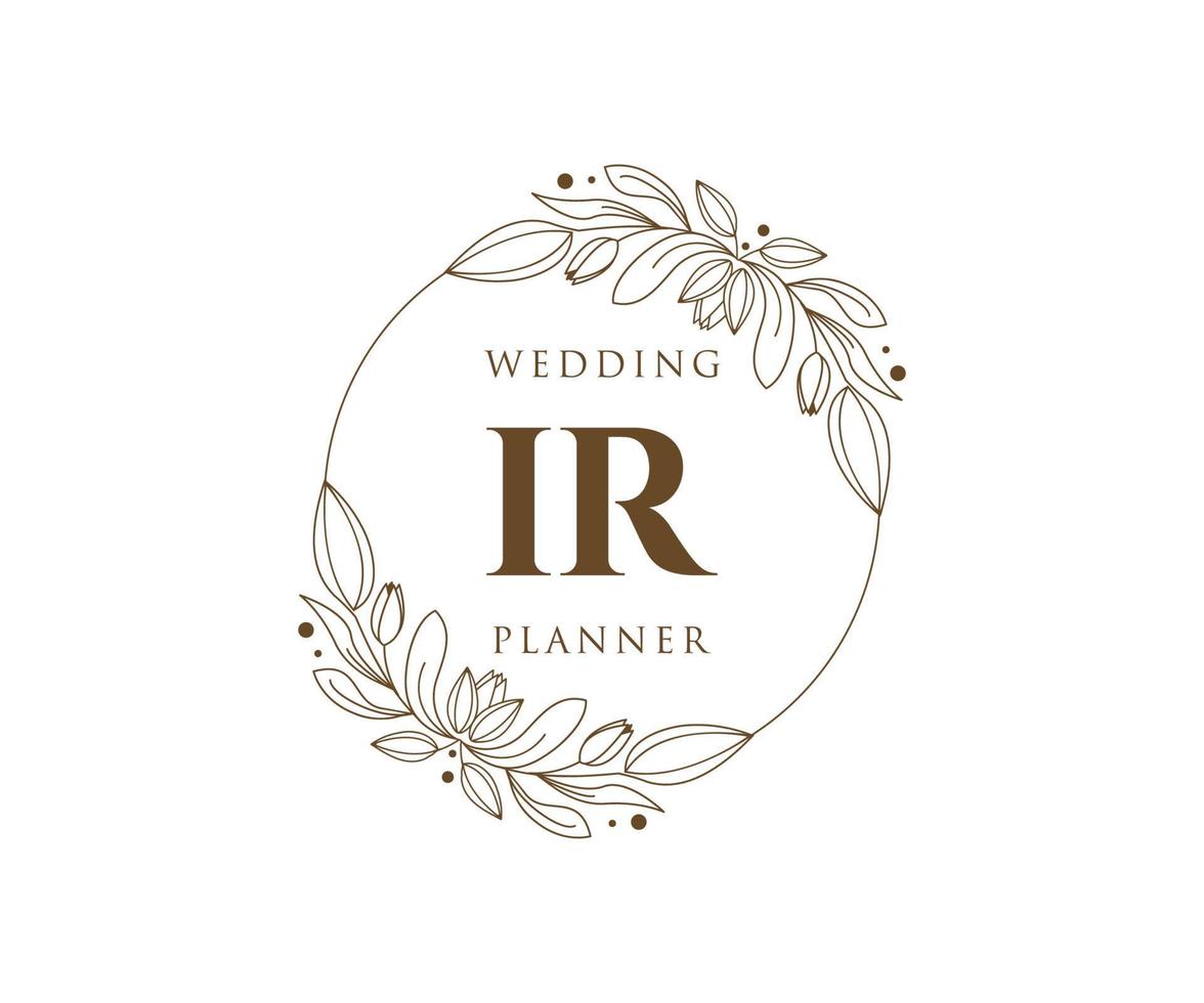 ir initialen brief bruiloft monogram logos verzameling, hand- getrokken modern minimalistisch en bloemen Sjablonen voor uitnodiging kaarten, opslaan de datum, elegant identiteit voor restaurant, boetiek, cafe in vector