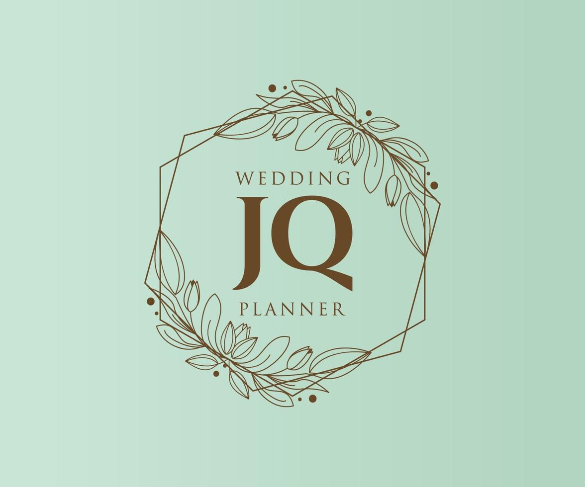 jq initialen brief bruiloft monogram logos verzameling, hand- getrokken modern minimalistisch en bloemen Sjablonen voor uitnodiging kaarten, opslaan de datum, elegant identiteit voor restaurant, boetiek, cafe in vector