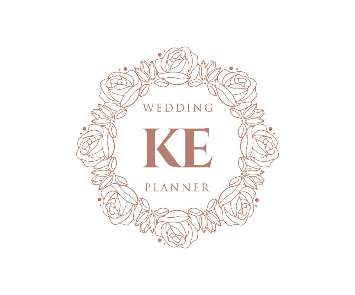 ke initialen brief bruiloft monogram logos verzameling, hand- getrokken modern minimalistisch en bloemen Sjablonen voor uitnodiging kaarten, opslaan de datum, elegant identiteit voor restaurant, boetiek, cafe in vector