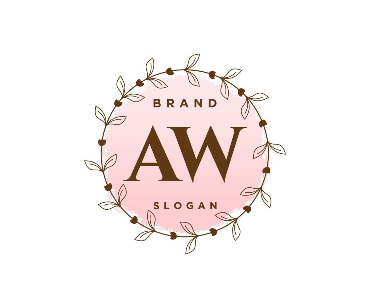 eerste aw vrouwelijk logo. bruikbaar voor natuur, salon, spa, kunstmatig en schoonheid logo's. vlak vector logo ontwerp sjabloon element.
