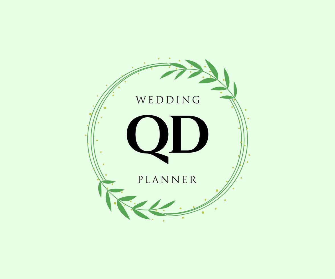 qd initialen brief bruiloft monogram logos verzameling, hand- getrokken modern minimalistisch en bloemen Sjablonen voor uitnodiging kaarten, opslaan de datum, elegant identiteit voor restaurant, boetiek, cafe in vector