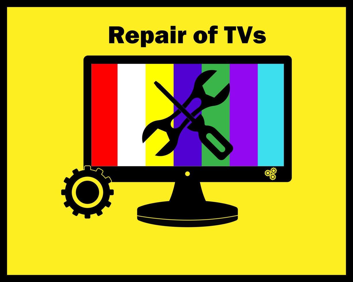 TV reparatie in zwart kleuren vector