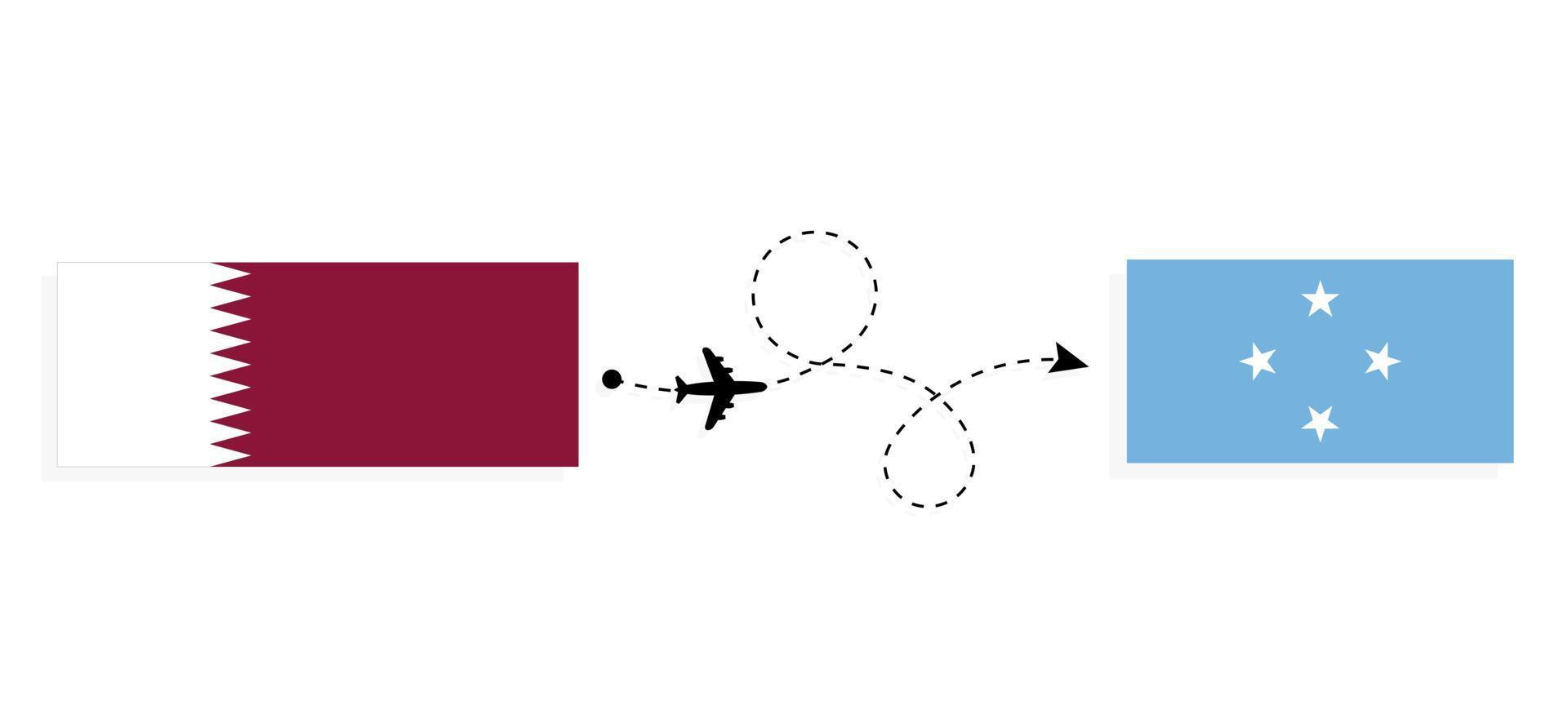 vlucht en reizen van qatar naar Micronesië door passagier vliegtuig reizen concept vector