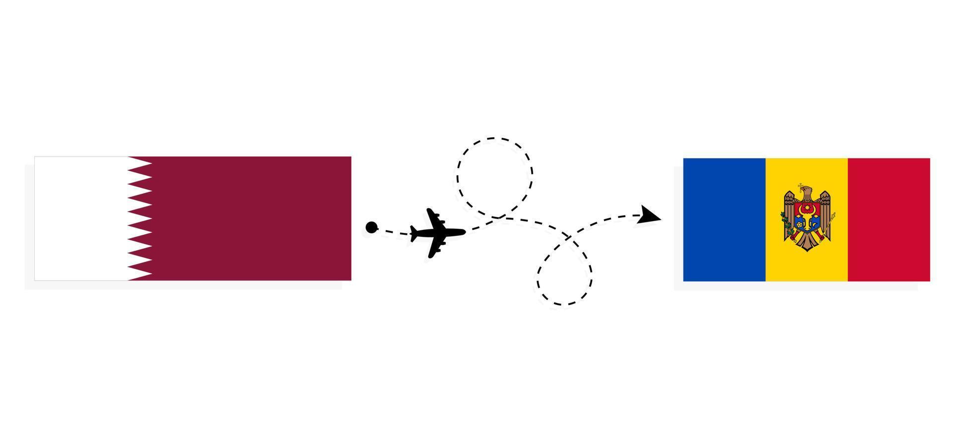 vlucht en reizen van qatar naar Moldavië door passagier vliegtuig reizen concept vector