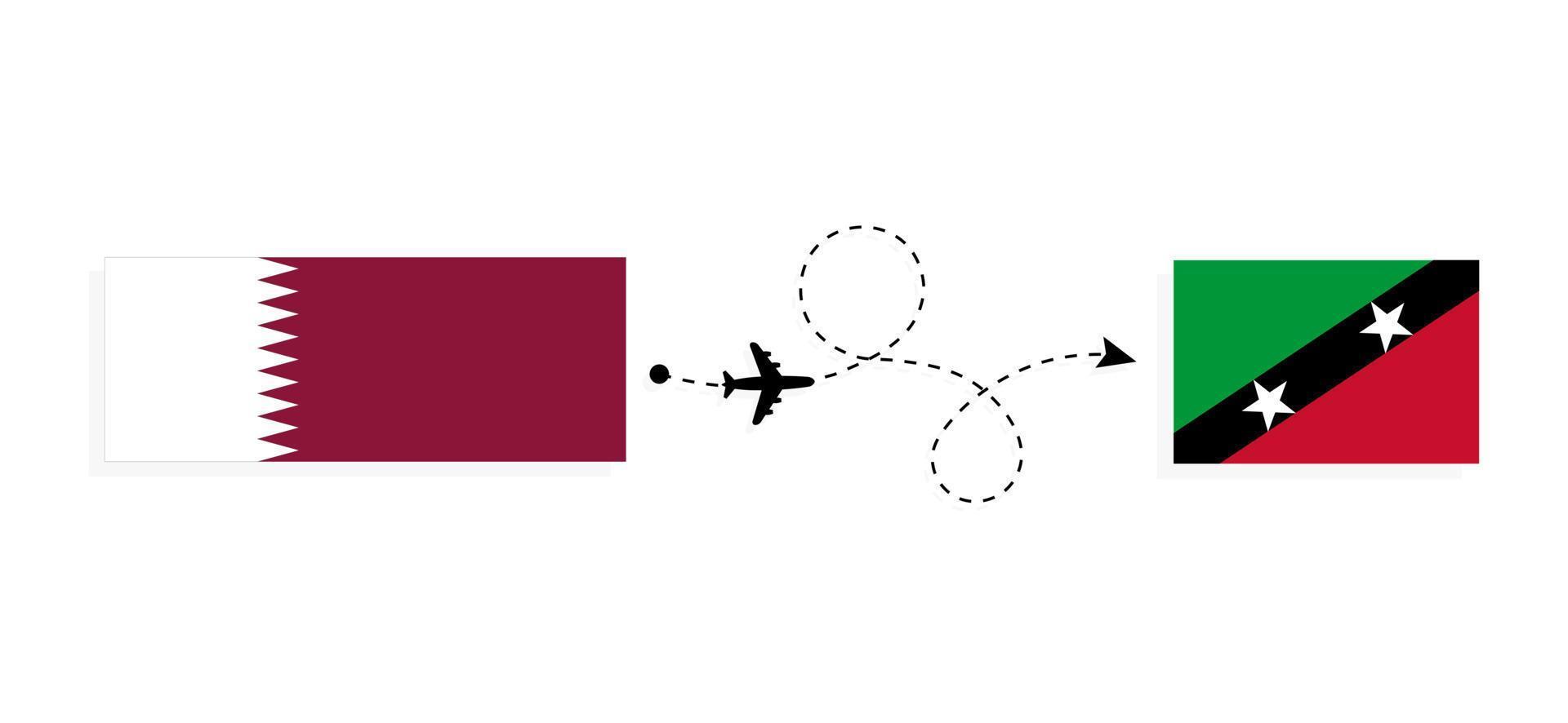 vlucht en reizen van qatar naar heilige kitts en naevis door passagier vliegtuig reizen concept vector