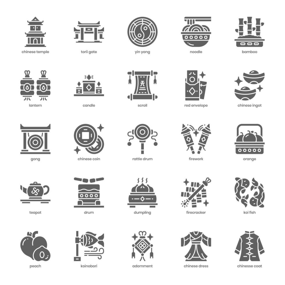 Chinese nieuw jaar icoon pak voor uw website ontwerp, logo, app, en gebruiker koppel. Chinese nieuw jaar icoon glyph ontwerp. vector grafiek illustratie en bewerkbare hartinfarct.