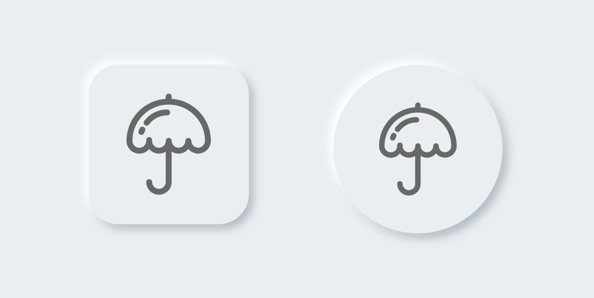 paraplu lijn icoon in neomorf ontwerp stijl. bescherming tekens vector illustratie.